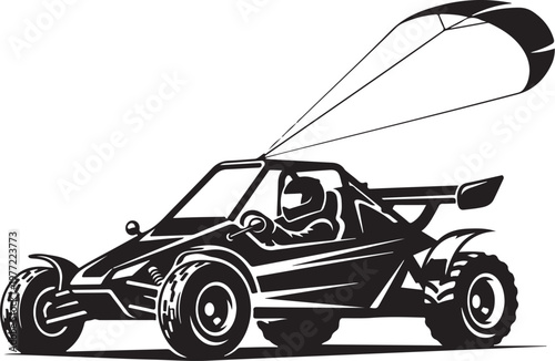 Buggy, dune buggy, sand buggy, off-road vehicle, parachute buggy, vector illustration
