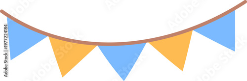 黄色と水色のガーランドのイラスト　シンプルでかわいい二色・三角の旗