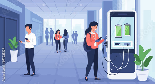 Electric Vehicle Charging Station in Modern Building.