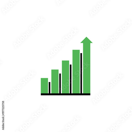 Green bar graph showing upward trend with arrow, representing growth and success Free Download Green bar graph showing upward trend with arrow, representing growth and success - GFXLoad