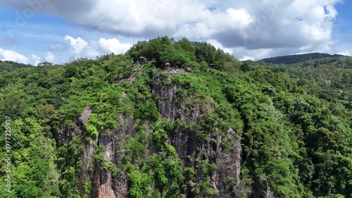 Beautiful tropical landscape of Dlingo hills and pine forest forest in Special Region of Yogyakarta.
