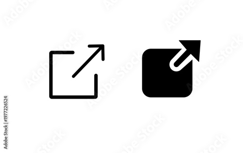External Link Icon Set – Outline and Solid Arrow Exit Symbols