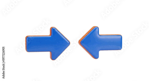 Vector illustration of two blue arrows pointing towards each other on a transparent background