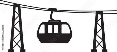 Cable car, gondola lift, ski lift, transportation icon, travel symbol