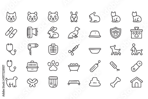 Pet healthcare and veterinary symbols for digital platforms