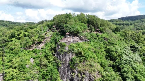 Beautiful tropical landscape of Dlingo hills and pine forest forest in Special Region of Yogyakarta.

