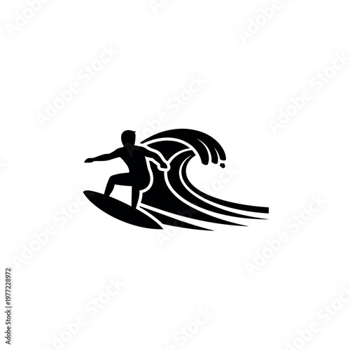 Surfer Riding a Wave Silhouette.