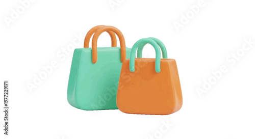 Vector illustration of 3d illustration of two stylish handbags with contrasting colors on a transparent background
