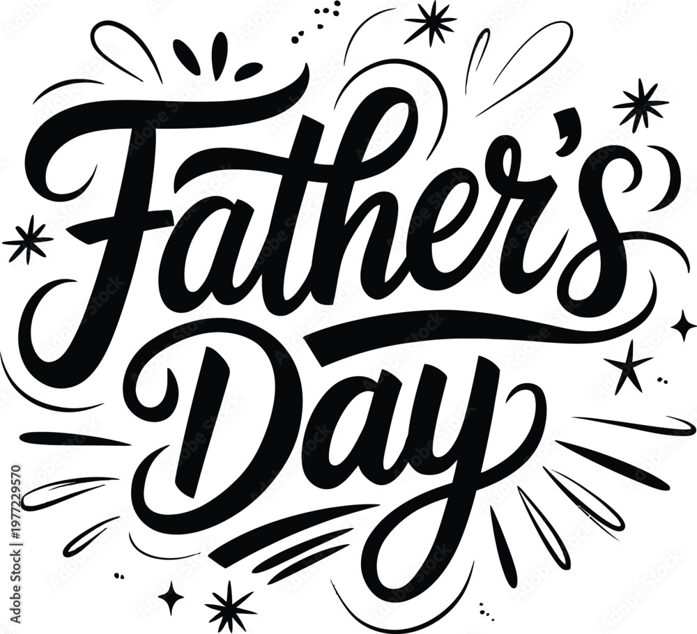 Obraz premium Father's Day Hand Drawn Lettering Typography Vector Illustration