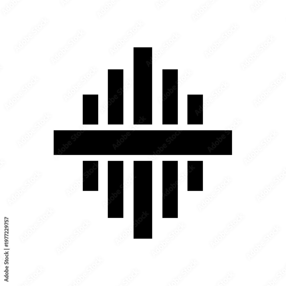 Obraz premium Abstract symmetrical design with intersecting bars representing data or audio flow