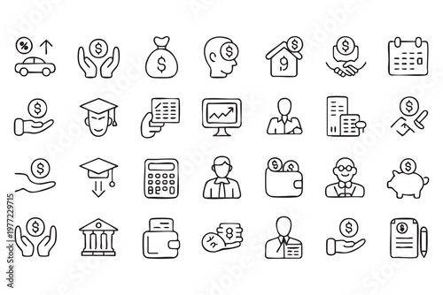 Business finance and money icons for corporate platforms