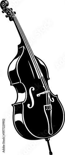 Double Bass Side View Silhouette Upright Bass Musical Instrument Vector Icon