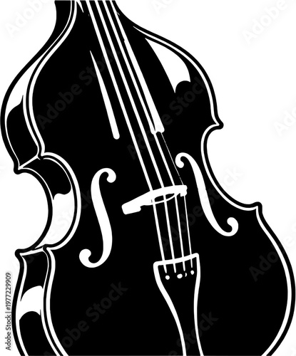 Double Bass Close Up Body Detail Silhouette Musical Instrument Vector Icon