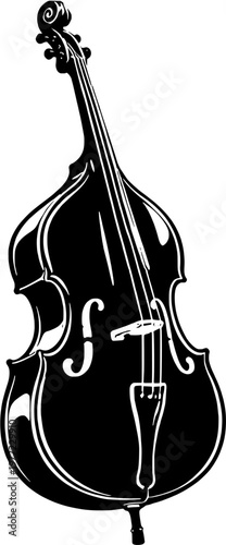 Double Bass 3/4 View Silhouette Upright Bass Musical Instrument Vector Icon