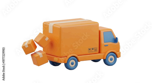 Vector illustration of 3d illustration of a delivery truck with cardboard boxes on a transparent background