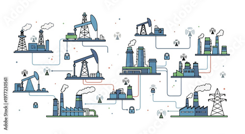 Industrial Energy Network Security Illustration