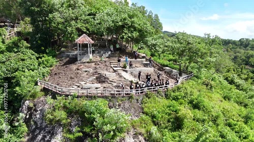 Beautiful tropical landscape of Dlingo hills and pine forest forest in Special Region of Yogyakarta.
