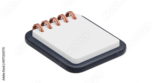 Vector illustration of 3d illustration of a small spiral notebook with copper binding on a transparent background