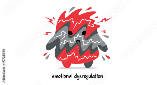 Emotional Dysregulation, Mental Health, Psychology Icons, Emotional Distress Vector
