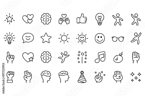 Mental health and mindfulness icons collection for lifestyle apps
