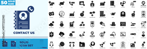 Contact Us Solid Editable Icons set