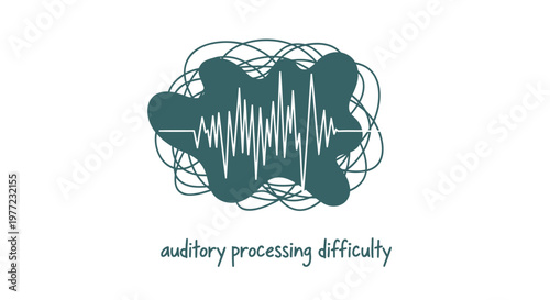 Auditory Processing Difficulty, Sound Wave, Hearing Disorder, Disability Awareness Vector Icon