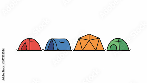 Camping tent icons collection set isolated on white background