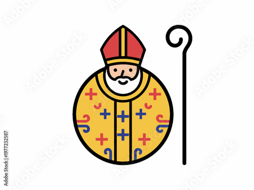 Saint Nicholas Bishop Character with Mitre and Crosier