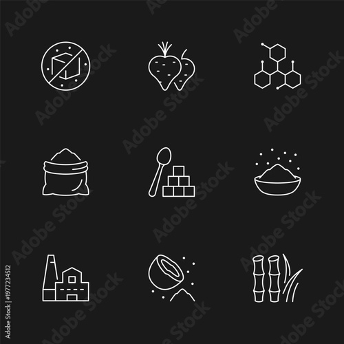 Set line icons of sugar