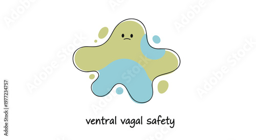 Cute, abstract illustration of ventral vagal safety concept, emotional wellness, mental health vector