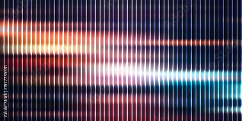 Fotografi Abstract glitch art with vibrant horizontal color bands and pixel distortion