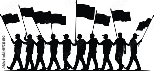 protest, demonstration, crowd, people, flags, march, rally, activism, protestors, unity, movement, rights, political, social, silhouette, group, strike, resistance, banner, freedom