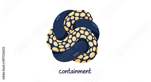 Vector containment concept, abstract knot illustration, yellow and blue design elements, business metaphor