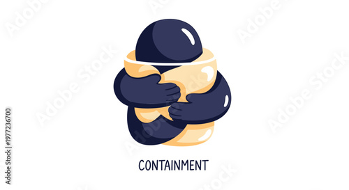 Emotional containment, illustration, vector graphics, dark blue and yellow colors