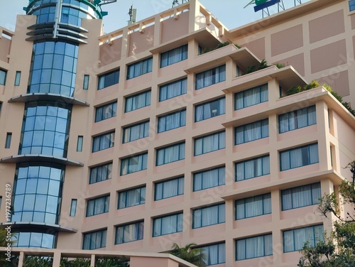 modern hotel building design that uses a dynamic, box-like concept