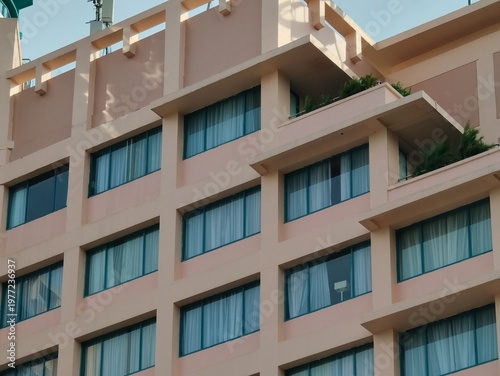 modern hotel building design that uses a dynamic, box-like concept