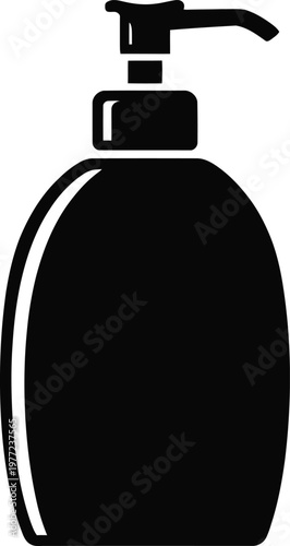 Black Silhouette of a Rounded Liquid Soap Dispenser Bottle pump