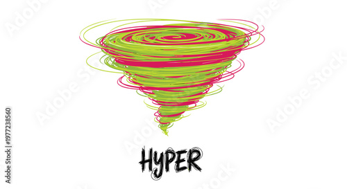 Hyper Tornado, Swirling Storm, Weather Icon, Vector Graphic