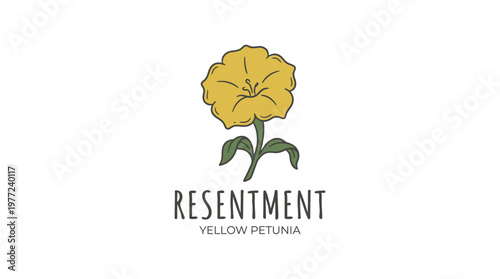 Yellow Petunia With The Word Resentment