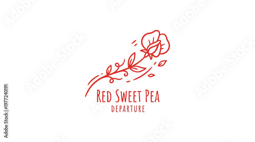 Red Sweet Pea Flower Logo Design