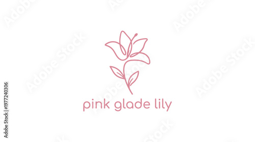Minimalist Pink Glade Lily Flower Logo Design