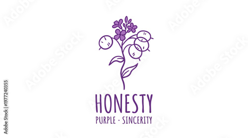 Minimalist Purple Honesty Flower Logo Design