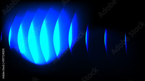 Abstract Blue Ribbed Glass Background with Vertical Wave Texture and Glossy Reflections, Modern Minimal Futuristic Digital Surface Design for Tech Visuals