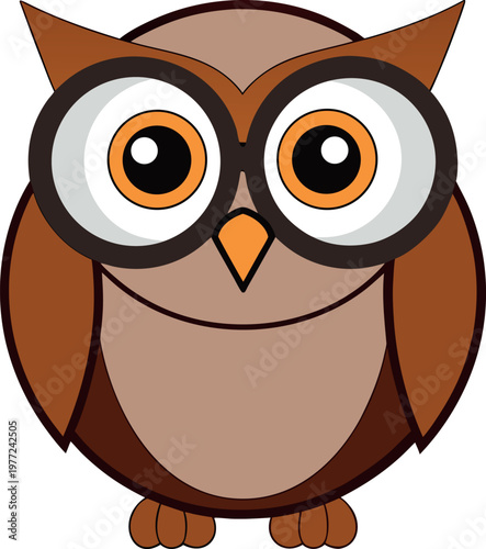Intelligent Professor Owl Illustration Flat Vector Character with Spectacles