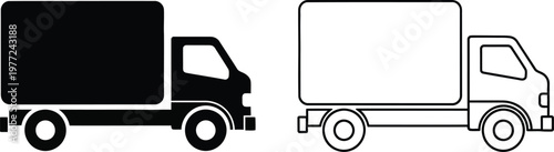 Truck icons, delivery vehicles, transportation symbols, cargo trucks