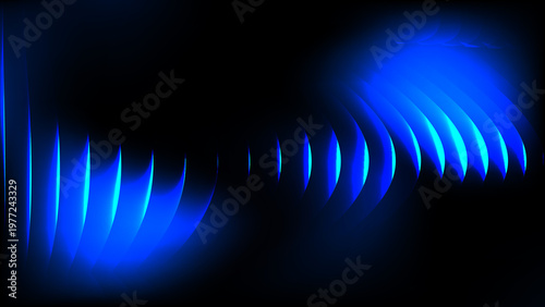 Abstract Blue Ribbed Glass Background with Vertical Wave Texture and Glossy Reflections, Modern Minimal Futuristic Digital Surface Design for Tech Visuals