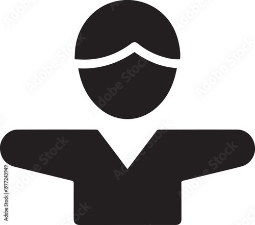 Black vector icon of a person wearing a face mask isolated on transparent background