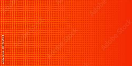 Orange halftone dots, abstract pattern with dark and bright gradient background. digital technology style wall texture ,cartoon or pop art elements, summer banner or comic.