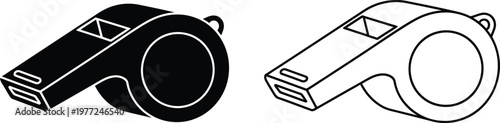 Whistle Icons Black and White Vector
