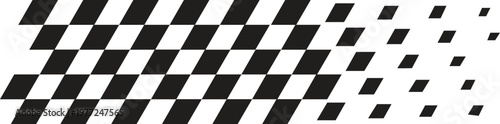 racing checkered flag black white diamond pattern banner with speed motion dissolve effect for motorsport finish line and sports event design